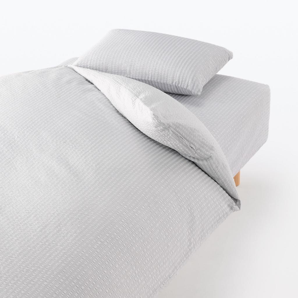 MUJI Cotton Soccer Woven Fitted Single Size 76400882 Sheet, 100x200x18-28cm, Gray,