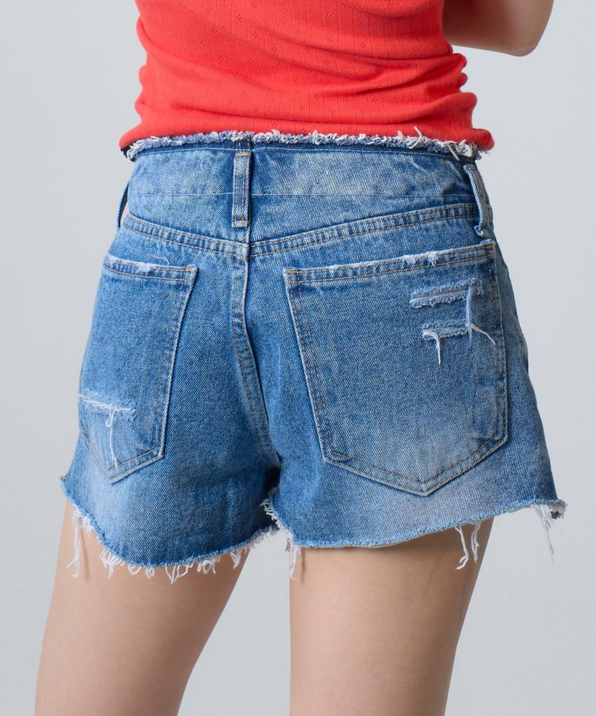 UNKNOWN PLANET Micro Low Waist Mini Denim Shorts Blue