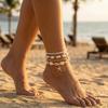 4Pcs Boho Shell Starfish Anklets Set for Women Rice Beads Conch Turtle Fishtail Foot Chain Beach Party Sandals Barefoot Jewelry