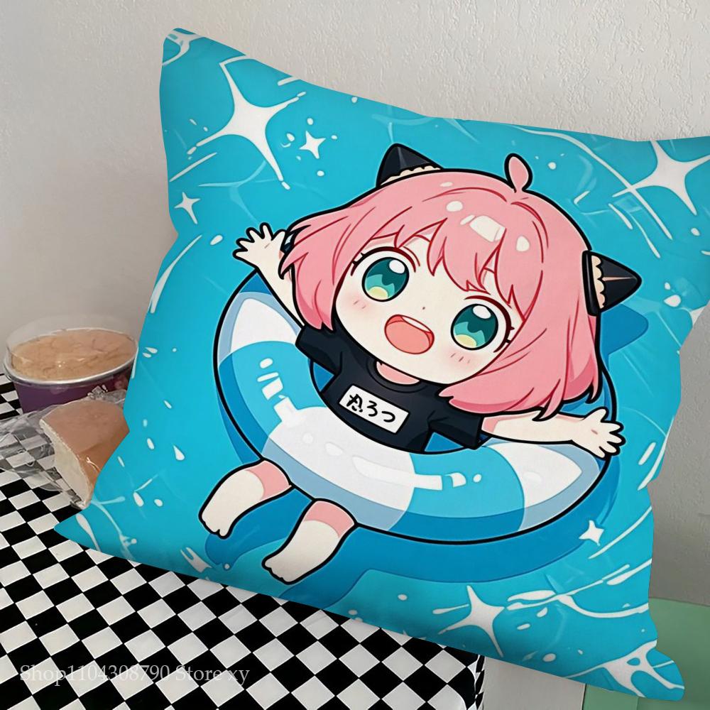 Spy X F-Family A-Anya Pillow Case Square Pillow Bedroom Sofa Leisure Comfort Cushion Car Living Room Home Decoration