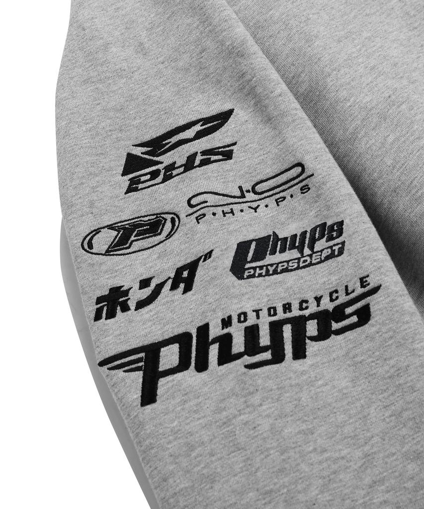 Phyps Motorcycle Honda Racing Hoodie Cap Zip-Up_Gray