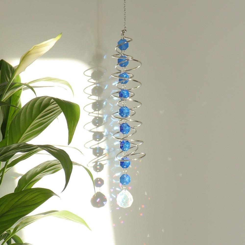 New Crystal Sun Catchers 25 CM Colorful Gazing Ball Spiral Tail Wind Spinners Hanging Ornament Rainbow Maker Home Decor