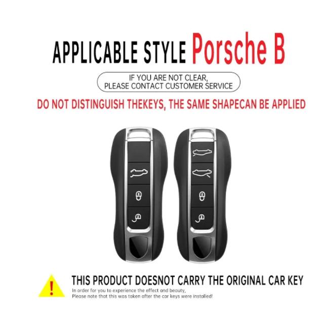 Leather Zinc Alloy Car Key Case Cover for Porsche New Cayenne Panamera 911 992 Taycan Protective Keychain Interior Accessories