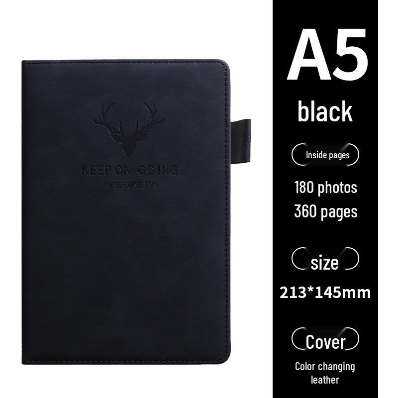 Deer Head Buckle A5 Notebook - Business Thick Notepad for Meeting Minutes