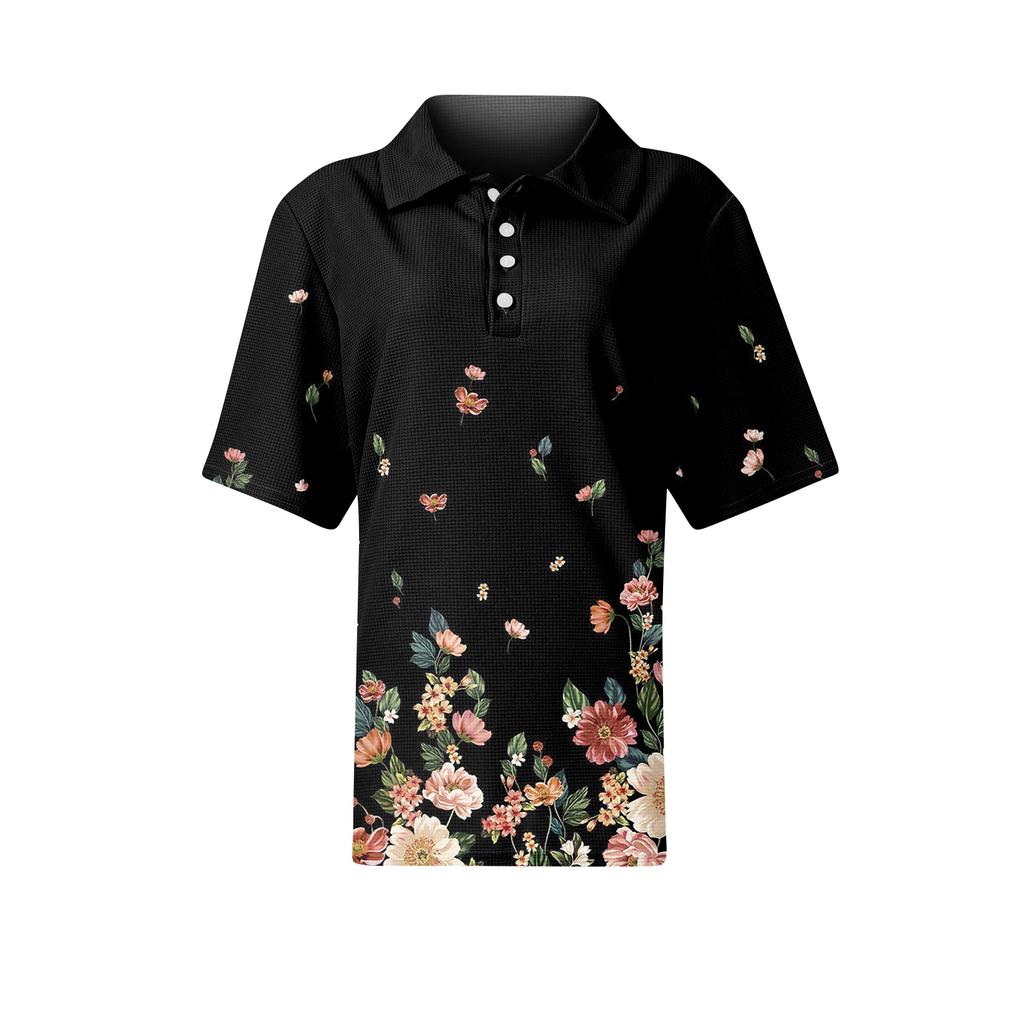 Women's Fashion Casual Lapel Short Sleeve Color Shirt Women's Up Tops