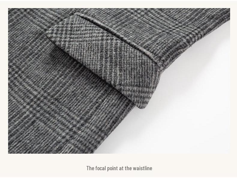 Autumn Winter Men's Plaid Wool Blend Slim Fit Suit Jacket - Business Casual Coats