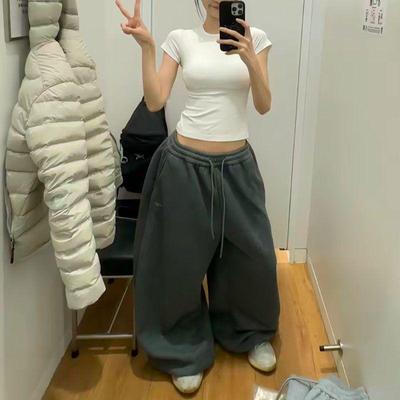 Stagione Primaverile Sottili Vita Alta Lettere Americane Larghi Pantaloni Sportivi Donna Casual Pantaloni Base Biancheria Intima Abbigliamento Donna