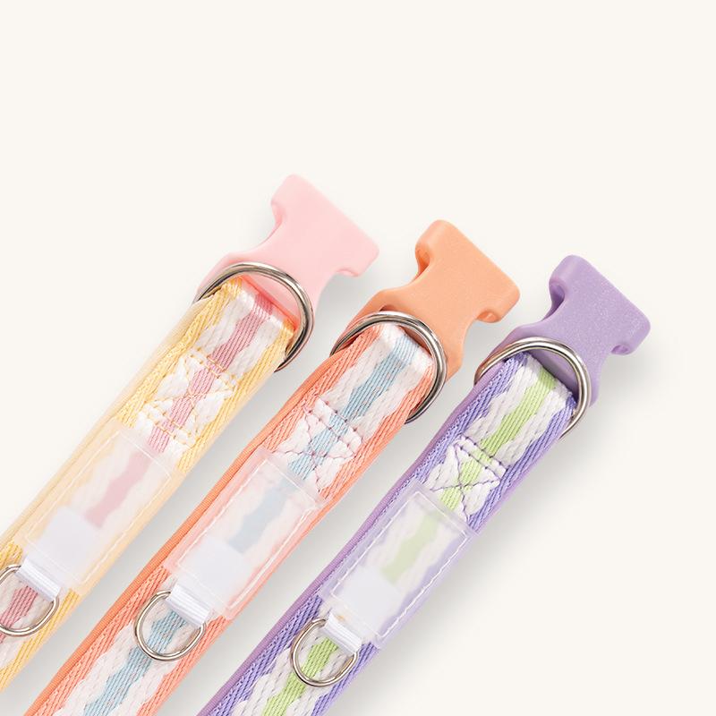 Cotton Dog Collar, Cute Puppy Collar with Plastic Buckle, Adjustable Soft Natural Fabric Pet Collar for Small Medium Large Dogs
