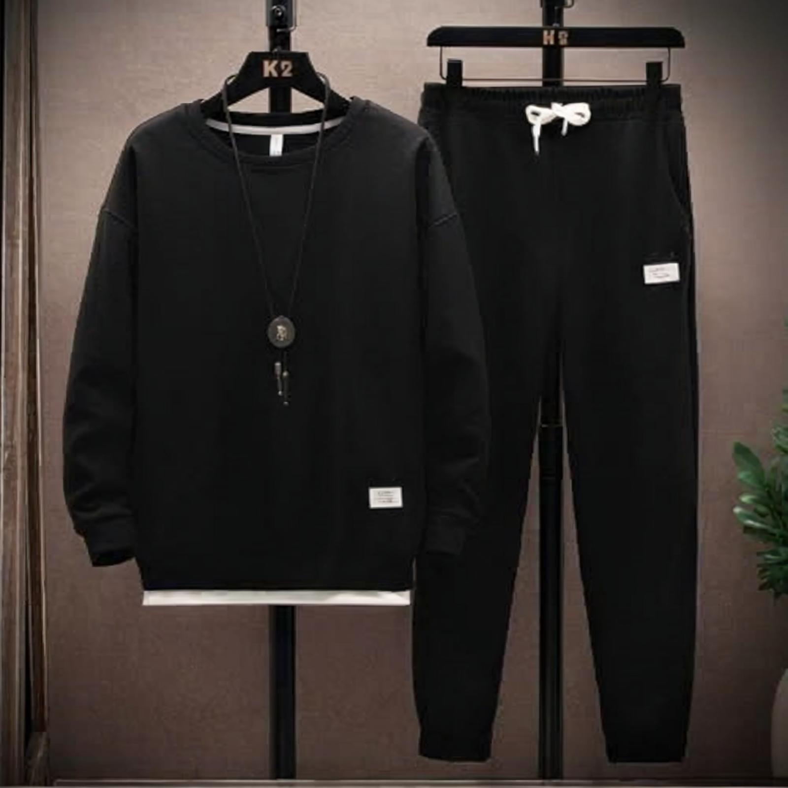 

Women s Fashionable Long-sleeved Casual Two-piece Sweatshirt Set M чорний