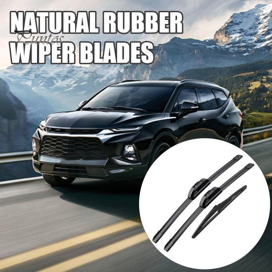 Natural Rubber Wiper Blades Car 3 Piece Set for Mazda CX-5 CX-9 Pre-2017/2017+, 24"+18"+14" Easy Installation Front and Rear Windshield Wipers, Silent