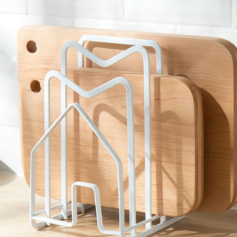 Punch-Free Kitchen Rack: Pot Lid, Cutting Board & Spatula Holder for Countertops белый