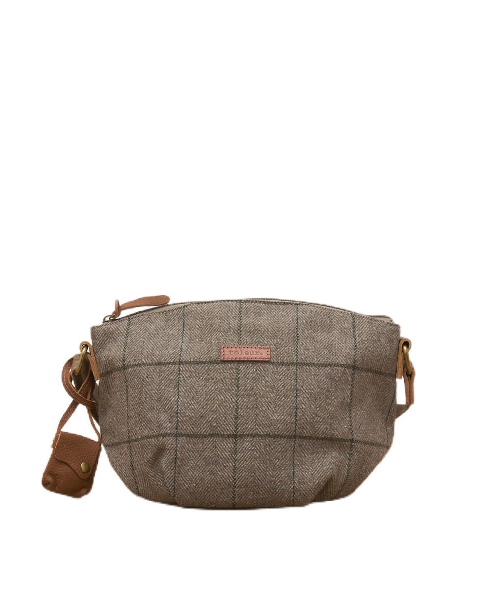 Сумка через плечо Toleur Tola из шерсти в клетку, серая, женская, натуральный цвет, 13006-GY