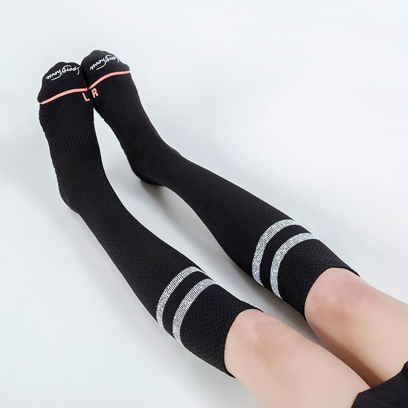 Velikost 35-39 Dámské High-Top Běžecký Maraton Trendy Ponožky Spodní část ručníku Jednobarevné Kompresní sportovní lýtkové ponožky