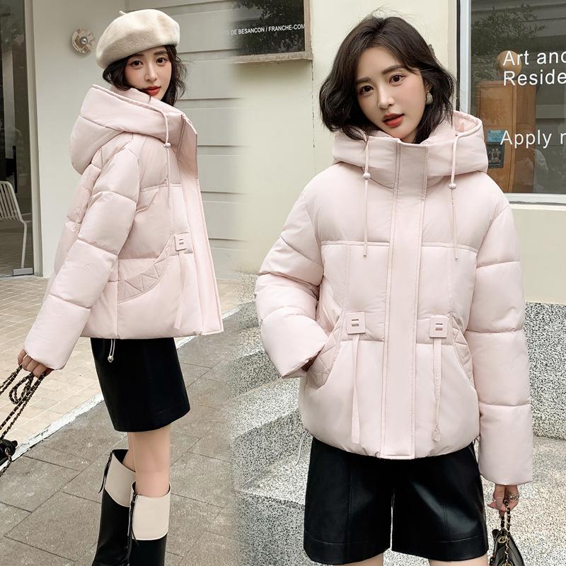 Thickened warm hooded down cotton clothes women's winter new large size fat mm short bread clothes cotton coat