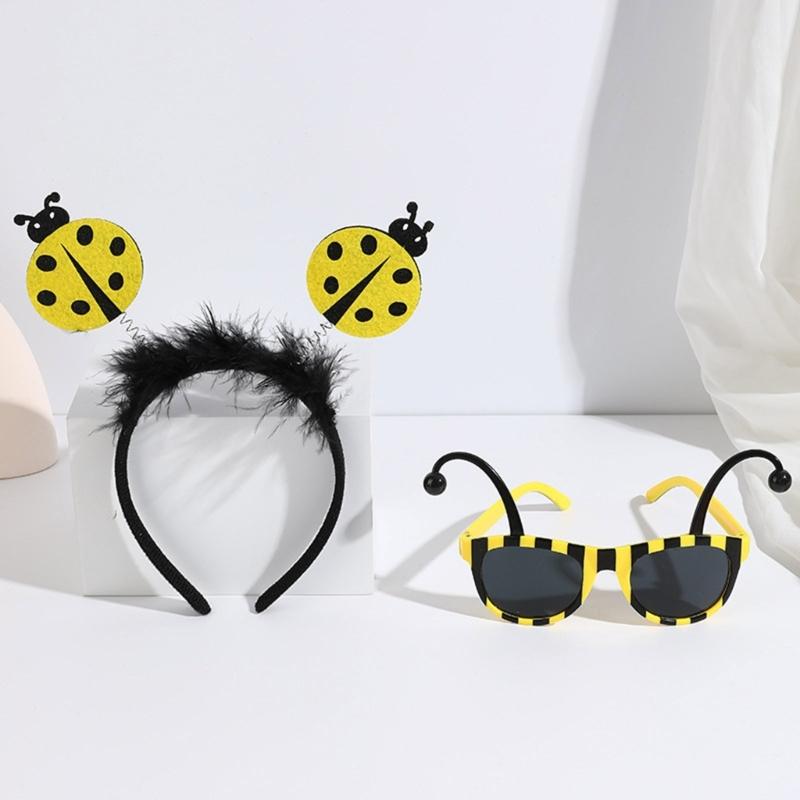 Lady Bugs Costume Accessories,Lady Bugs Costume Lady Bugs Glasses Lady Bugs Headband Fairys Wand for Halloween Dress up Cosplay