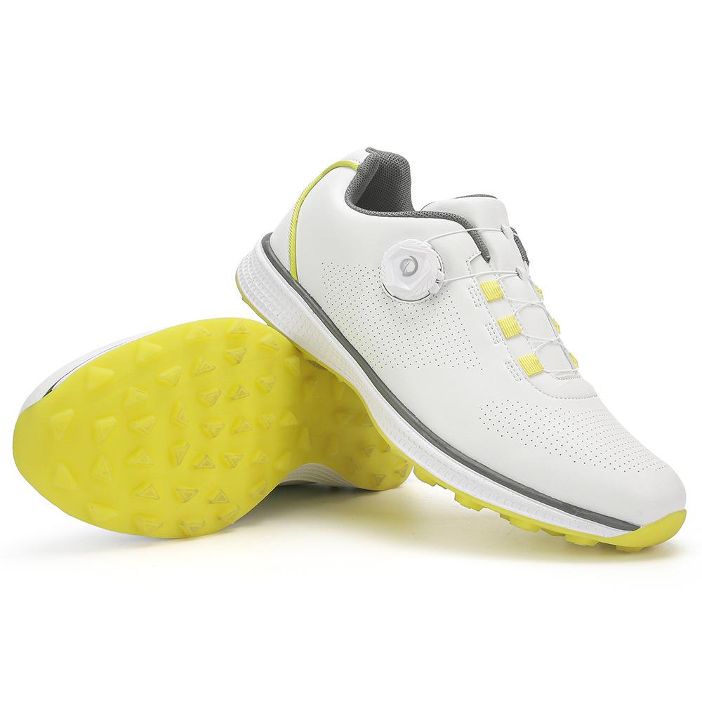 Men's Waterproof Breathable Golf Shoes with Fixed Spikes and Buttons