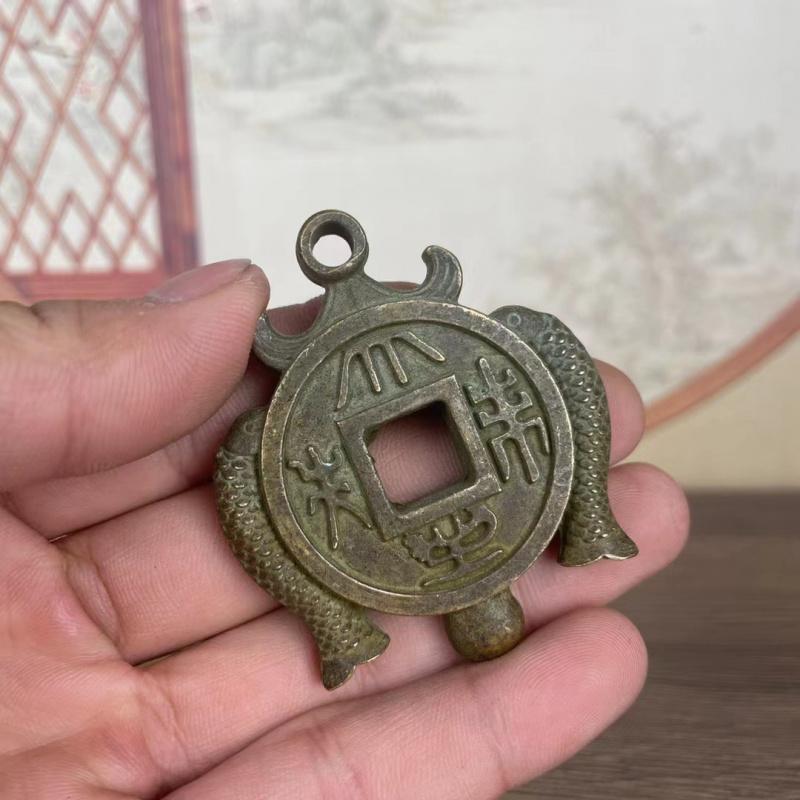 Collection Spending Double Fish Crafts Copper Coin Accessories Antique Objects Old Goods
