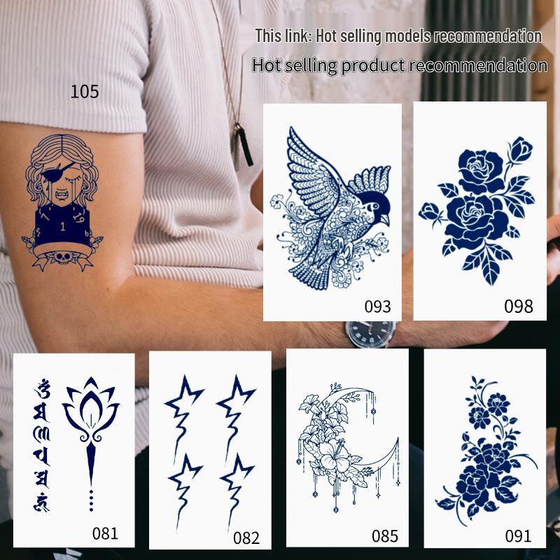 Juice-Based Semi-Permanent Non-Reflective Waterproof Herbal Tattoo Stickers - Sweat-Resistant, Personalized, Internet Celebrity Style