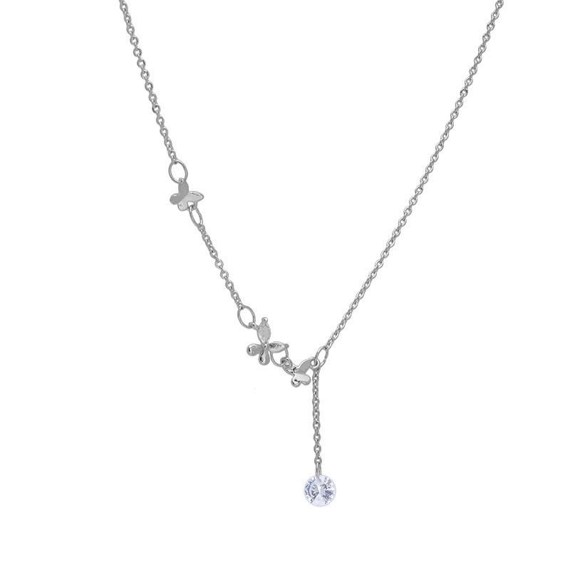 Butterfly tassel necklace women's light luxury niche design high-end temperament accessories zircon pendant jewelry collarbone chain