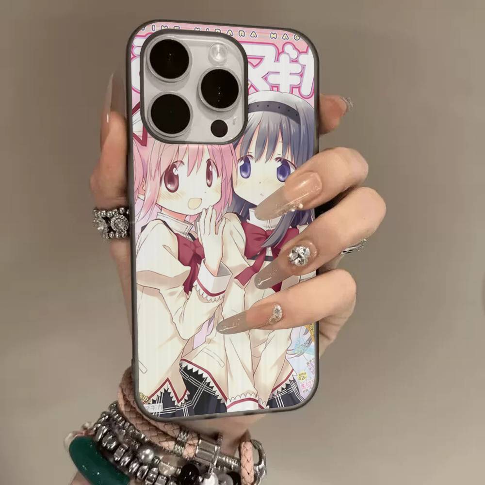 Cute Anime Puella Magi Madoka Magica For Phone 17 16 15 14 13 12 11 Pro Max Plus Pro Air Phone Case Corrugated Stripe Back Cover