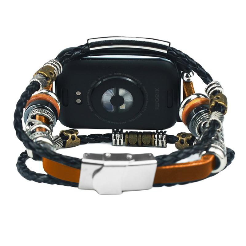 

Для Xiaomi Redmi Watch 4 ремінець для годинника в етнічному стилі шкіряний плетений браслет з бісеру своїми руками Brown