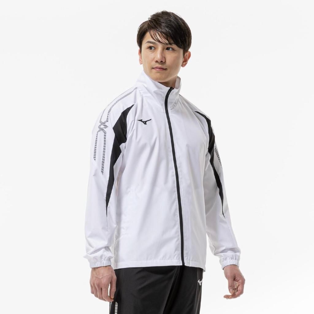 Training Wear MC Line Windbreaker Jacket Windproof 32MEC015 Unisex White X Black XL [Mizuno] Water-repellent