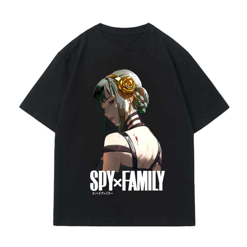 Summer New Cotton Spy Family Print Short Sleeved T-shirt for Men and Women Casual T-shirt Children's Top T-shirt