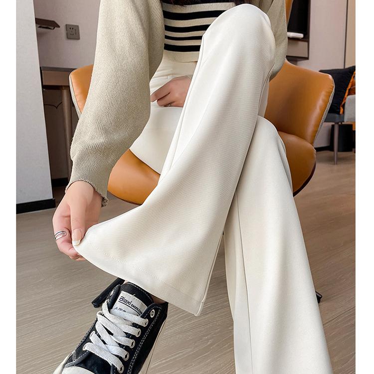 Kalhoty Micro Flare Dámské jarní a podzimní kalhoty s vysokým pasem s tenkým závěsem na ležérní nošení