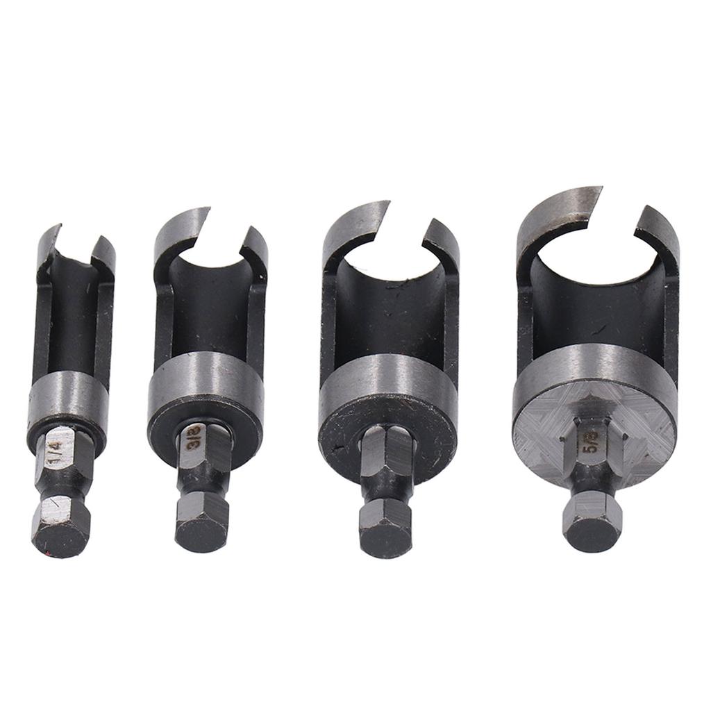 4 Pcs Wood Plug Cutter 1 4 3 8 1 2 5 8in Outer Diameter 1 4in Hex Shank Cork Cork Drill Bit Set for Woodworking