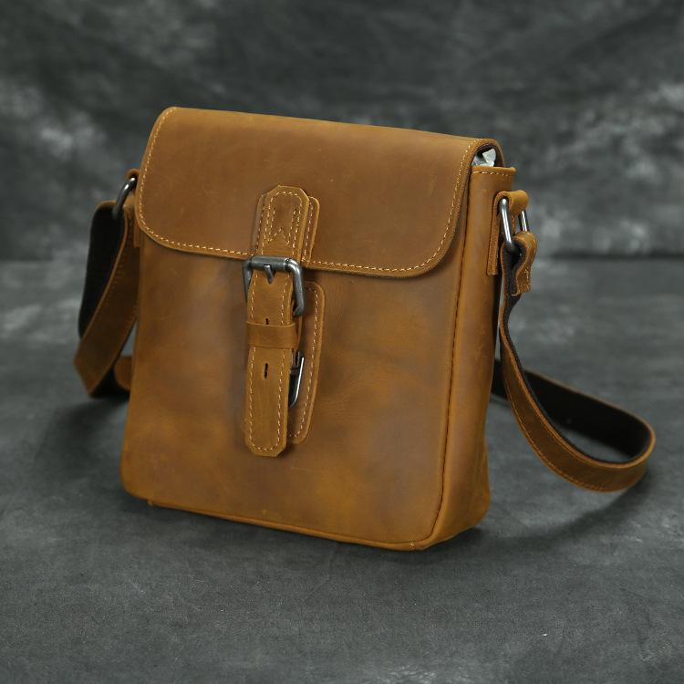 

Top Layer Retro Crazy Horse Leather Men s Single-shoulder Bag Casual Cowhide Men s Single-shoulder Crossbody Designer Luxury Bag 18X6X20CM