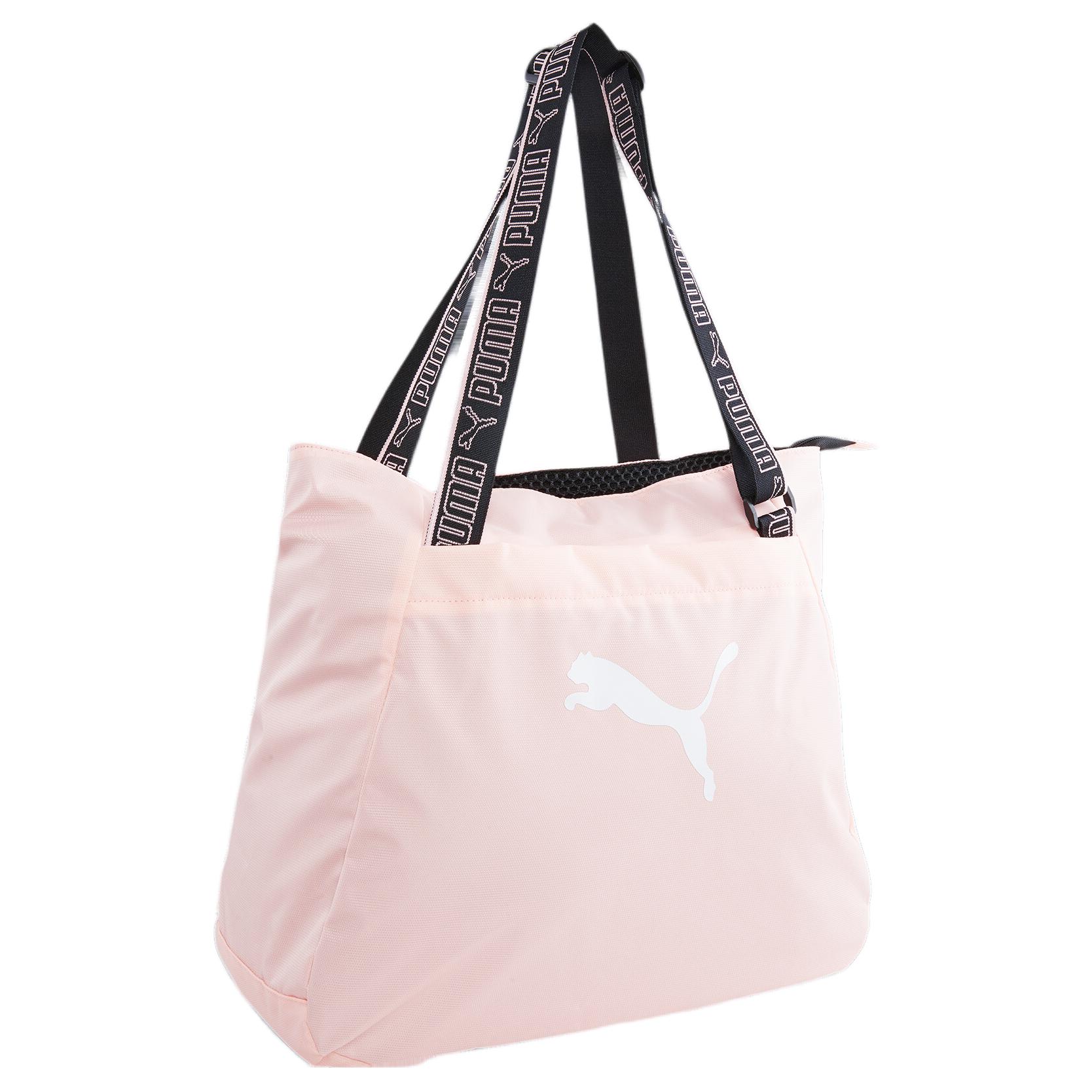 Puma Logo Zippered Fabric Tote Bag Women Tote Bags Pink 090009-03 Pink