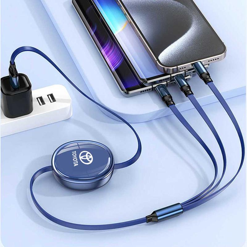 AOM1 3-in-1 Micro Data Wire USB Type C Fast Charger Cable For Toyota Chr Corolla Camry Rav4 Yaris Hilux Prius Avensis Auris Prado