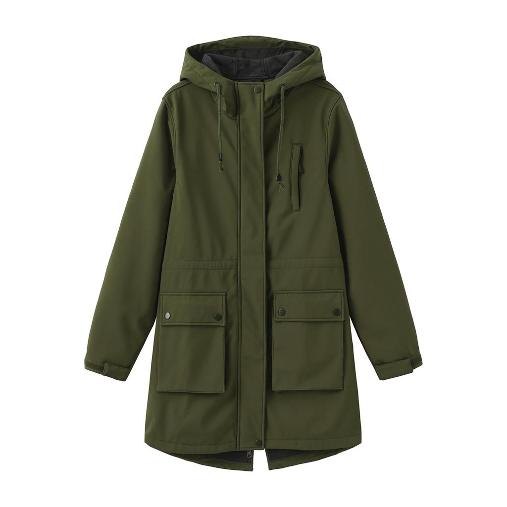 Women's Fashionable Casual Solid Color Long Sleeved Pocket Jacket Hooded Coat Windbreaker