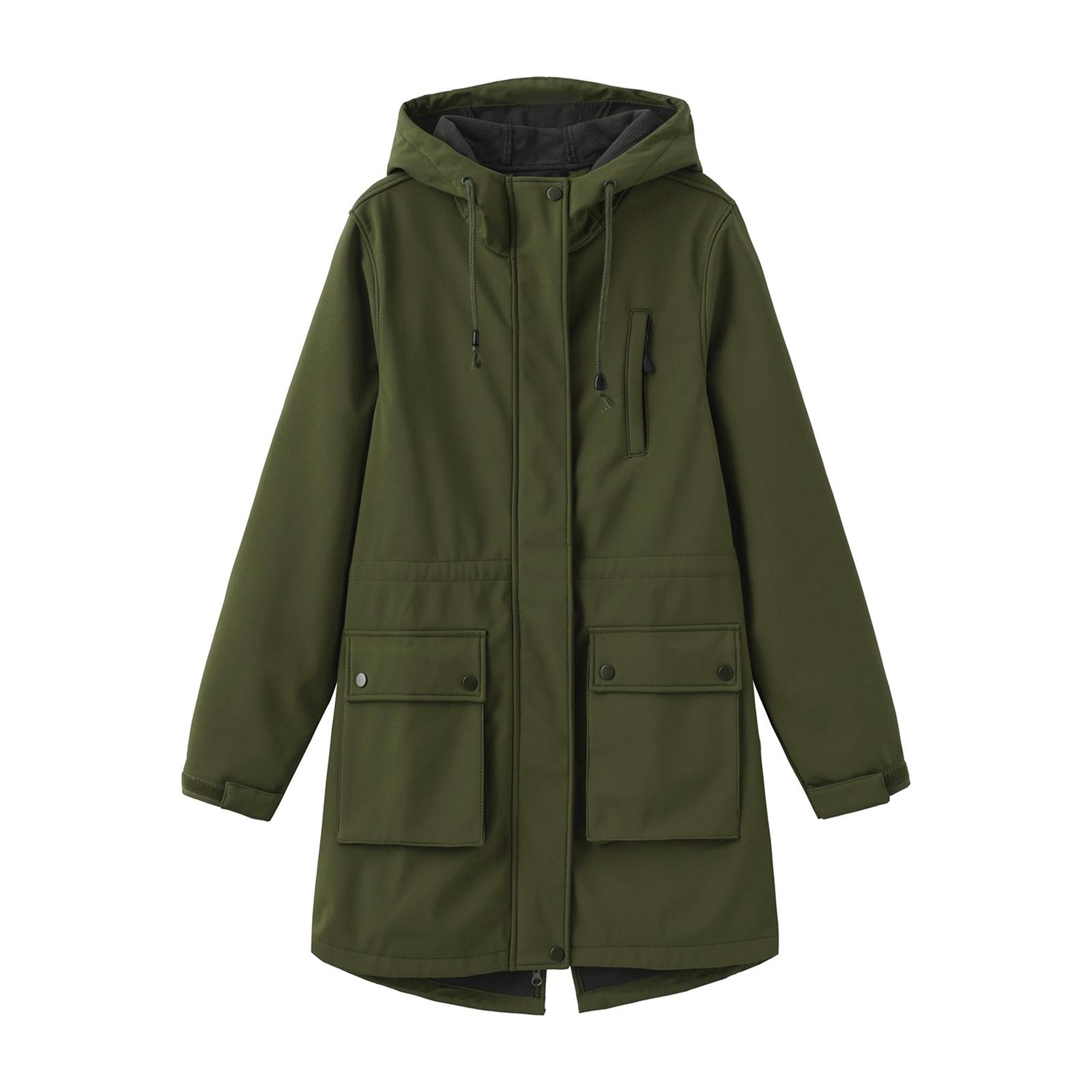 

Женская модная повседневная однотонная куртка с длинными рукавами и карманами, пальто с капюшоном, ветровка XXL