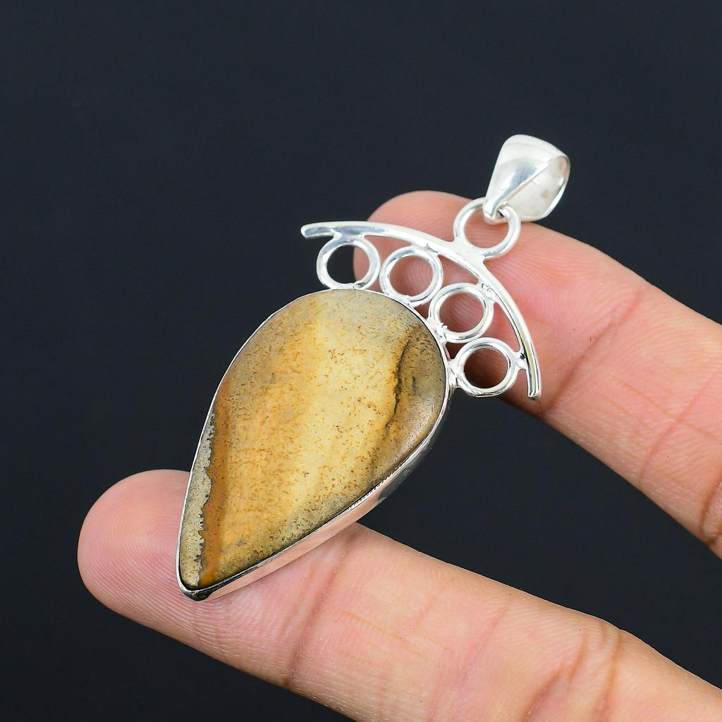 Daughters Day Deal Picture Jasper Stone Handcrafted New Pendant Sterling Silver