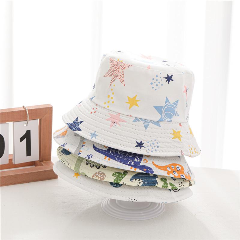 Korean-style Children's Hat, New Summer Model, Sun-shading Graffiti Wide-brimmed Fisherman Hat for Boys and Girls, Baby Sun Hat