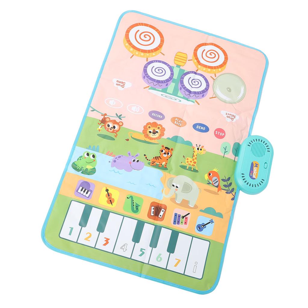 Toddler Musical Mat Touch Play Baby Piano Keyboard Drum Pad Toy with 2 Sticks for Boys Girls Early