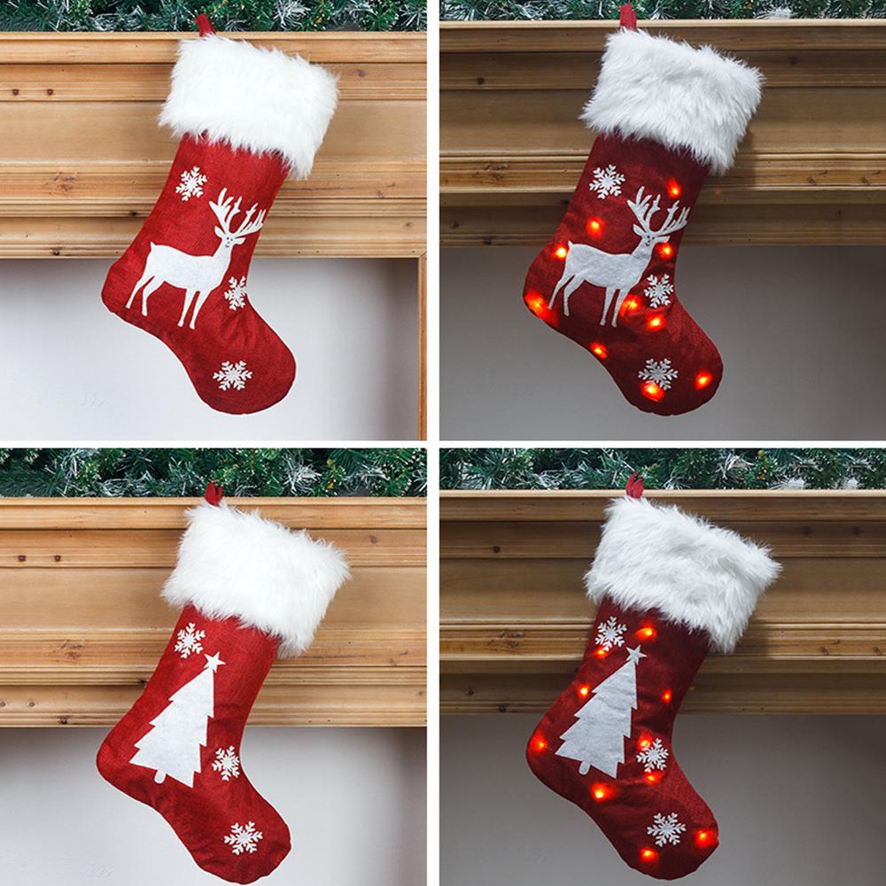 New Personalized Name Christmas Decorations with Lights Custom Name Christmas Socks Children's Holiday Gifts Bag