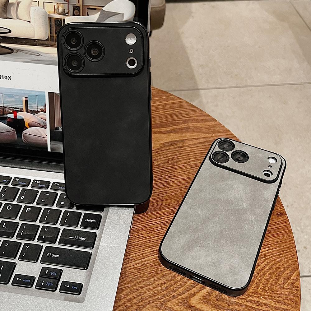 Luxury Leather Texture Phone Case For 17 Pro Max 17 Air 16 15 14 13 12 11 Pro Max 16E Shockproof Soft TPU Cover Shell