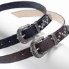 2024 Korean Niche Design Retro Belt: Women's Star-Decorated High-End Brown PU Leather Waist Belt.