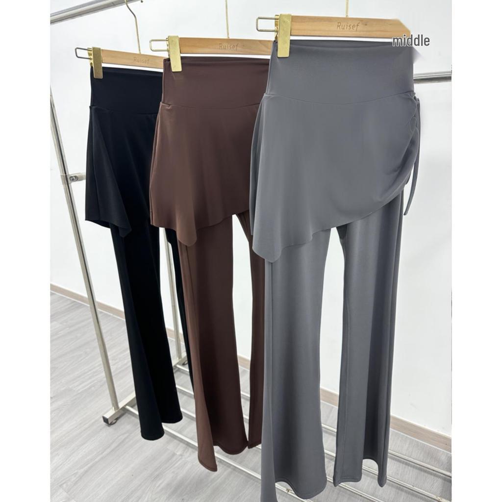 Damen High-Waist Schlaghose Yoga Hose mit seitlichem Kordelzug