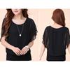 Summer Women Blouse Female Short Batwing Sleeve Oversized Loose O Neck Chiffon Shirt Office Lady Elegant Tees