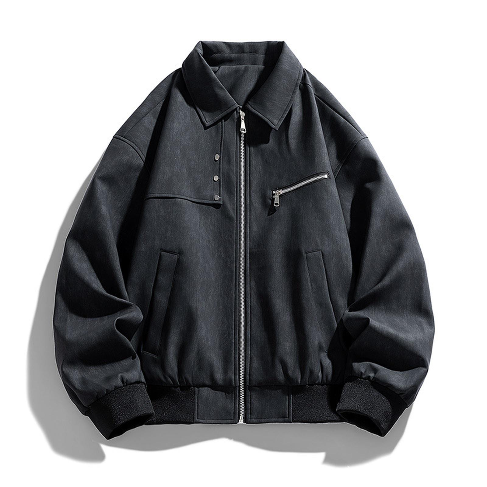 

Американская ретро куртка с лацканами для мужчин и женщин, свободная повседневная мотоциклетная куртка из состаренной кожи всех видов L чёрный