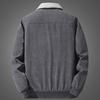 Men Cargo Jacket Solid Color Plush Lining Coldproof Autumn Winter Turndown Collar