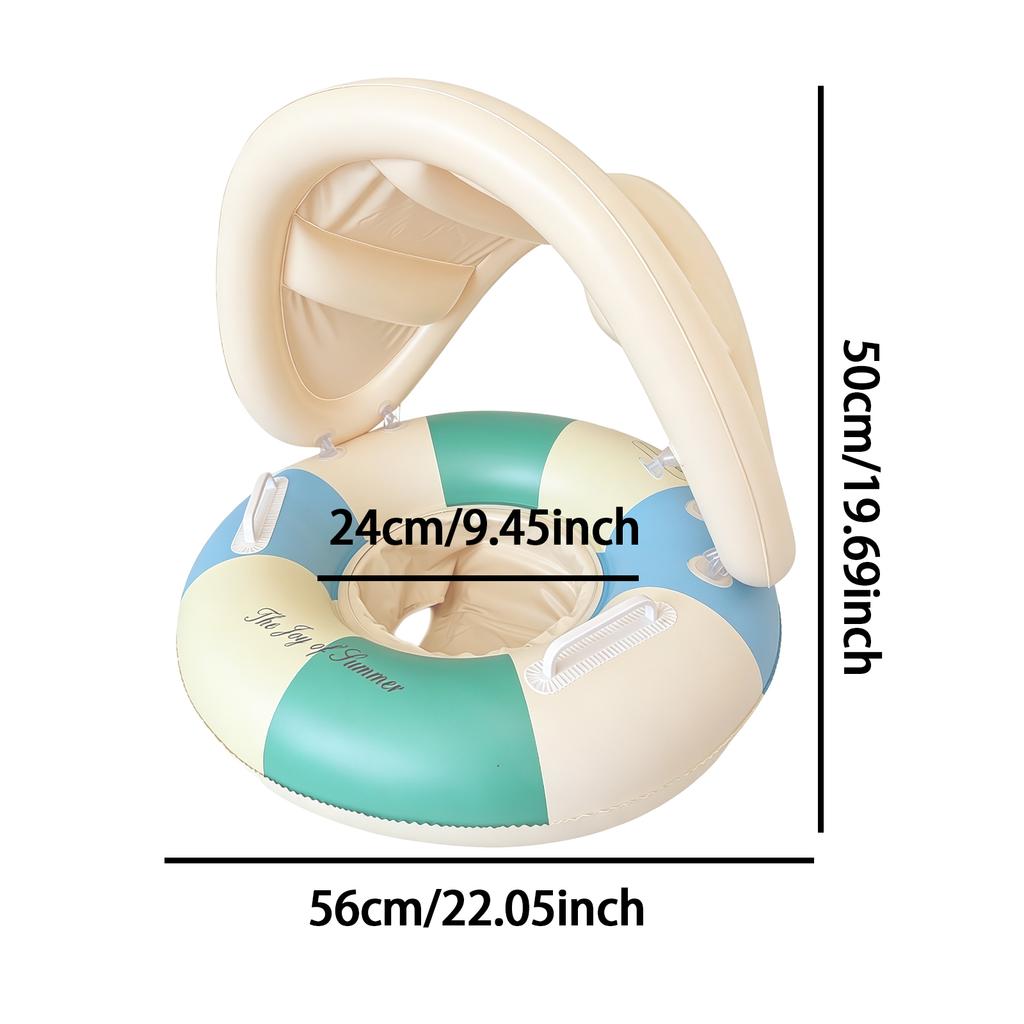 Bouée de Natation Gonflable pour Bébé avec Auvent Amovible & Poignées Flotteur Mignon pour Piscine Bébé Réutilisable pour Extérieur & Jardin Arrière & Jardin & Piscine