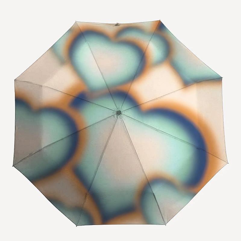 

1pc Heart Pattern Automatic Open/close Folding Umbrella, Compact Portable Travel Umbrella, Perfect Birthday/Christmas, Cute Umbrella, Durabl
