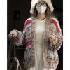 Winter Korean Version Retro Lazy Colorful Thick Stripe Knit Wool Sweater Loose Coats For Women