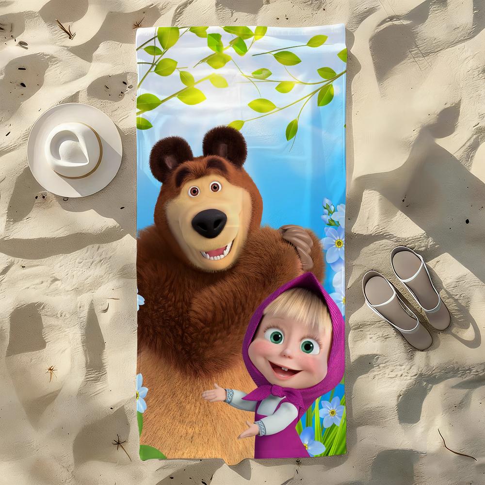 Cartoon M-Masha-A and the B-Bear-R Towel For Swim Yoga Gym Quick Drying Soft and skin-friendly Beach Towels All-Season