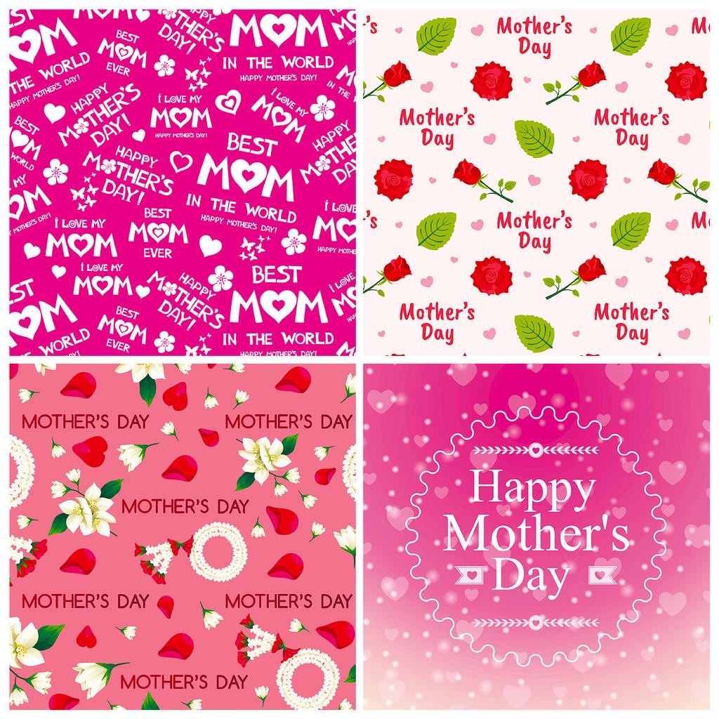 12 Mother'S Day Congratulations, Warm-Colored Backing Paper, Holiday Decorative Handbook Material Paper