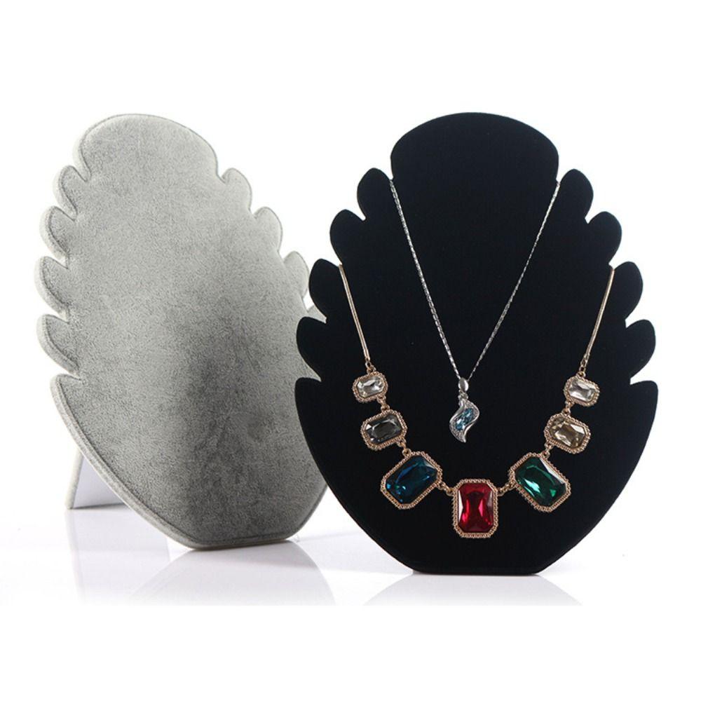 

Velvet Necklace Display Board Leaf Shape Pendant Holder Women Girls чорний